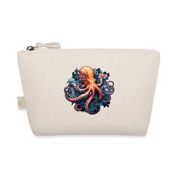 Beautiful octopus with flowers boho style - Organic Pouch - nature - Front