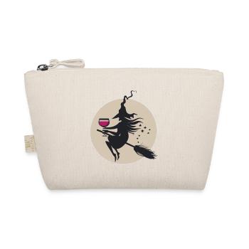 Sorcière au clair de lune sur balai avec du vin - Trousse biologique - nature - Devant
