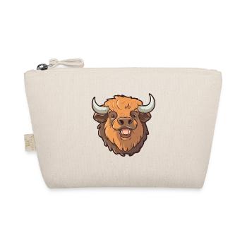 Buffalo Cartoon Kawaii Watercolor Illustration - Organic Pouch - nature - Front