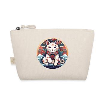 weiße Katze Glückskatze Maneki-neko Manekineko - Bio-Täschchen - Natur - Vorne