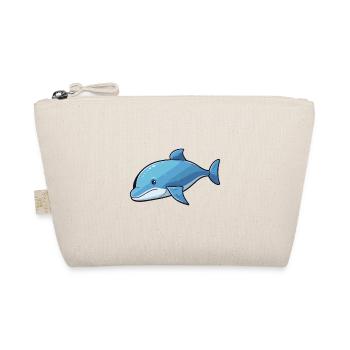 Blue Whale Cartoon Kawaii Watercolor Illustration - Organic Pouch - nature - Front