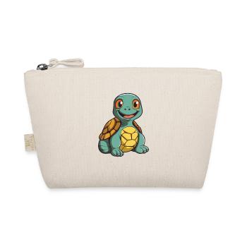 Turtle Cartoon Kawaii Watercolor Illustration - Organic Pouch - nature - Front