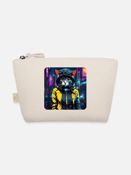 Niedliche Cyberpunk Katze - Bio-Täschchen - Natur