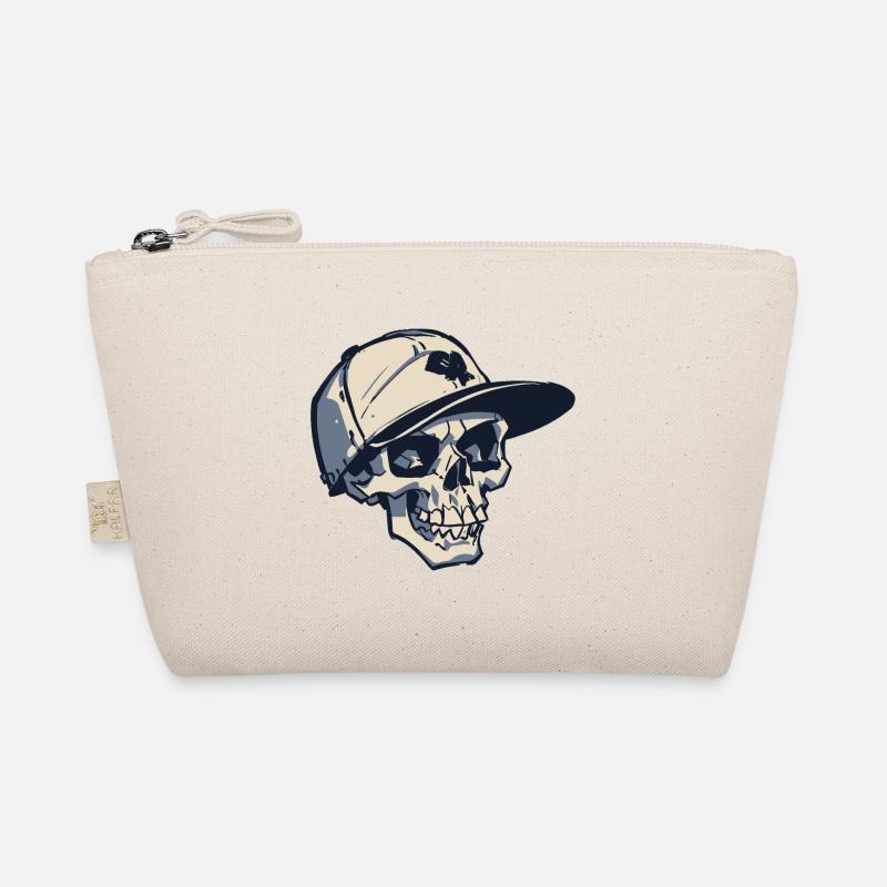 Skull with Snapback Hat Organic Pouch