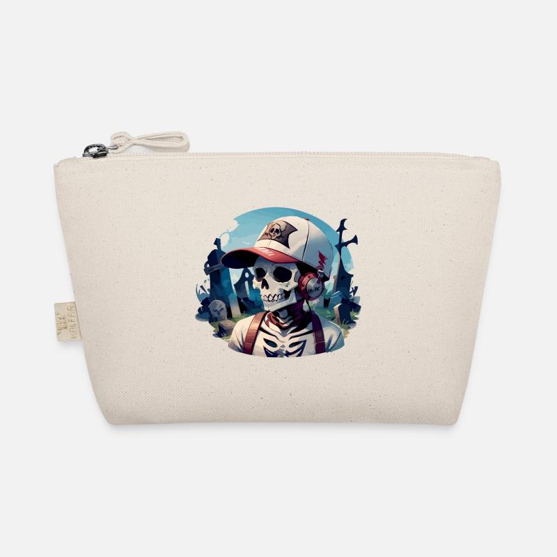 Graveyard Skull with Headphones Organic Pouch