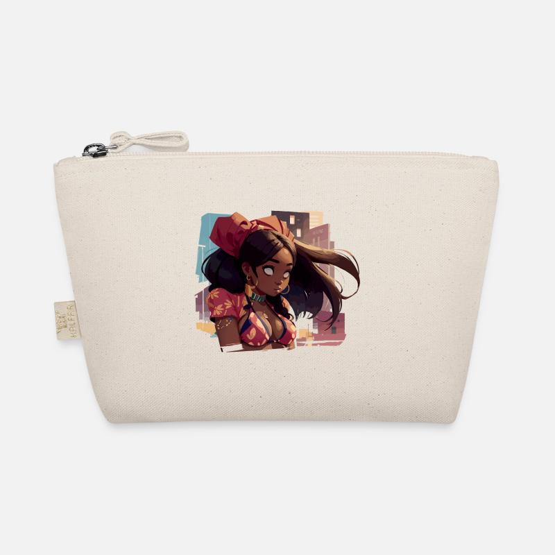 Schwarzes Mädchen mit urbanem Hintergrund Bio-Täschchen