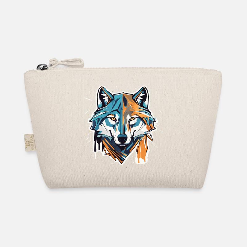 Geometric Wolf Head Organic Pouch