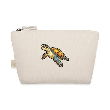 Hawksbill Turtle Cartoon Kawaii Illustration - Organic Pouch - nature - Front
