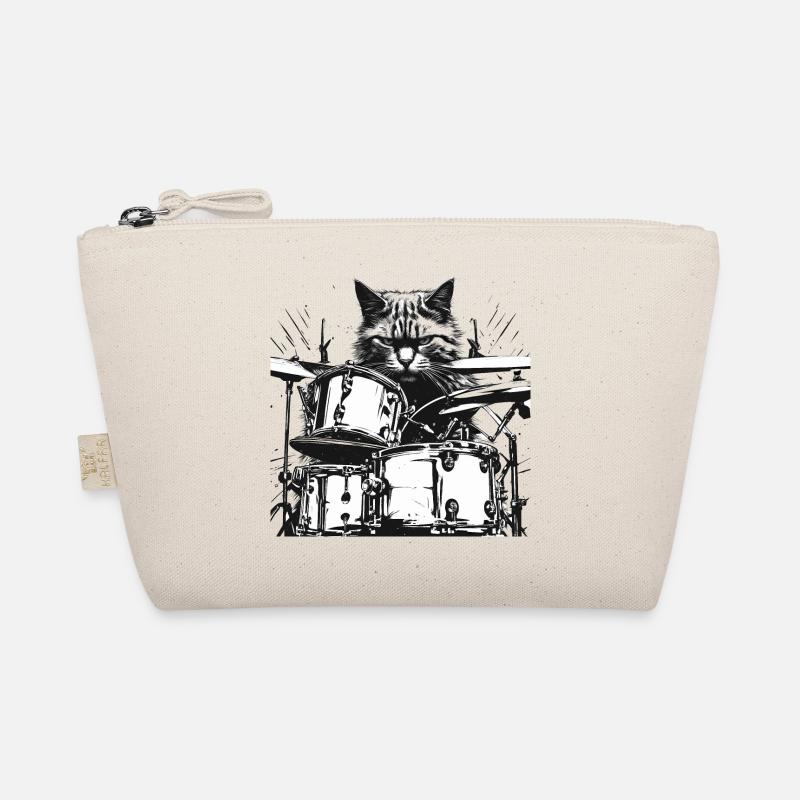 Katze Schlagzeug Drummer Geschenkidee Bio-Täschchen