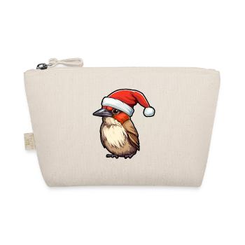 Bird Christmas Birds Santa Hat Winter - Organic Pouch - nature - Front