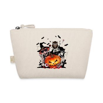 Halloween Pumpkin with Witch, Cat, Bat & Owl - Organic Pouch - nature - Front