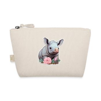 Süßes Baby Nashorn Rosa Blumen Shirt - Bio-Täschchen - Natur - Vorne