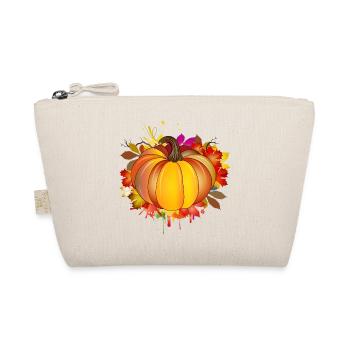 Pumpkin in autumnal colors, autumn leaves & graffiti - Organic Pouch - nature - Front