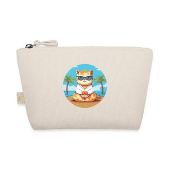Cat Cartoon Yoga Beach Summer Illustration - Organic Pouch - nature - Front