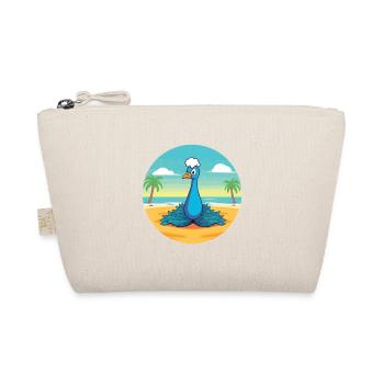 Pfauenkarikatur Yoga Strand Sommer Illustration - Bio-Täschchen - Natur - Vorne