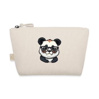 Panda Wearing Glasses Cartoon Kawaii Illustration - Organic Pouch - nature - Front