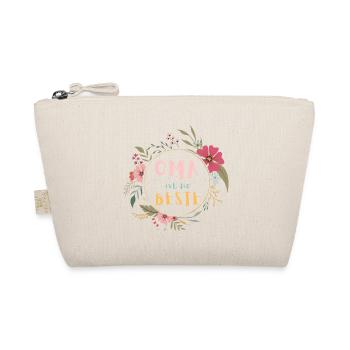 Oma ist die Beste! Niedlicher Blumenkranz - Bio-Täschchen - Natur - Vorne