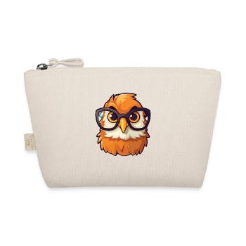 Hawk Wearing Glasses Cartoon Kawaii Illustration - Organic Pouch - nature - Front