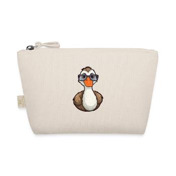 Goose Wearing Glasses Cartoon Kawaii Illustration - Organic Pouch - nature - Front