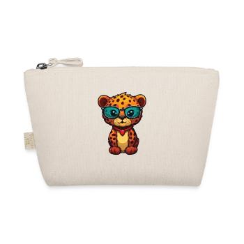 Jaguar Wearing Glasses Cartoon Kawaii Illustration - Organic Pouch - nature - Front