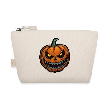 Halloween Kürbis Gesicht Glühende Augen Fratze - Bio-Täschchen - Natur - Vorne