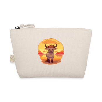 Bull Funny Cartoon Kawaii Beach Illustration - Organic Pouch - nature - Front