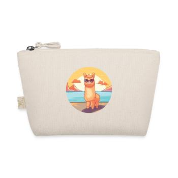 Alpaca Funny Cartoon Kawaii Beach Illustration - Organic Pouch - nature - Front