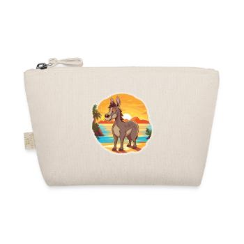 Donkey Funny Cartoon Kawaii Beach Illustration - Organic Pouch - nature - Front