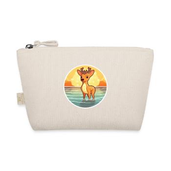 Deer Funny Cartoon Kawaii Beach Illustration - Organic Pouch - nature - Front
