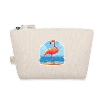Flamingo Funny Cartoon Kawaii Beach Illustration - Organic Pouch - nature - Front