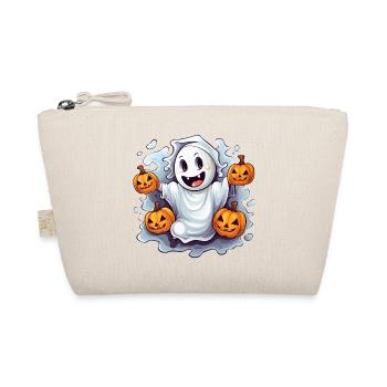 Lustiger Halloween Geist mit Kürbis Laternen - Bio-Täschchen - Natur - Vorne