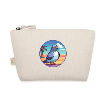 Pigeon Funny Cartoon Kawaii Beach Illustration - Organic Pouch - nature - Front