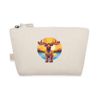 Moose Funny Cartoon Kawaii Beach Illustration - Organic Pouch - nature - Front