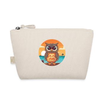 Owl Funny Cartoon Kawaii Beach Illustration - Organic Pouch - nature - Front