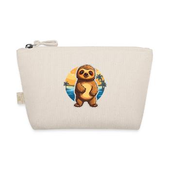 Sloth Funny Cartoon Kawaii Beach Illustration - Organic Pouch - nature - Front