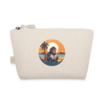 Baboon Cute Funny Cartoon Kawaii Book Beach - Organic Pouch - nature - Front