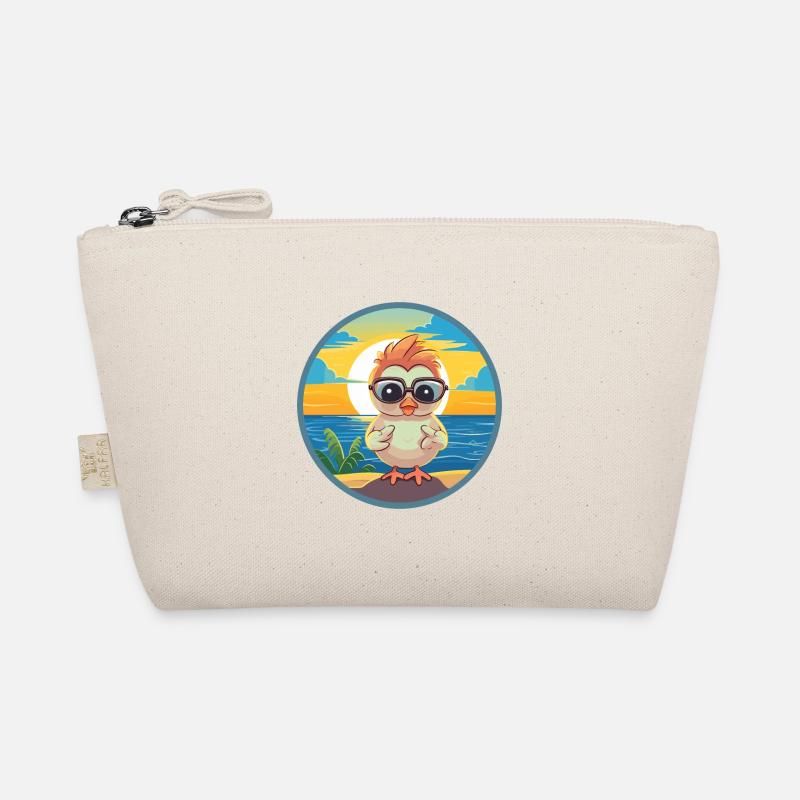 Chick Cute Funny Cartoon Kawaii Book Beach Organic Pouch