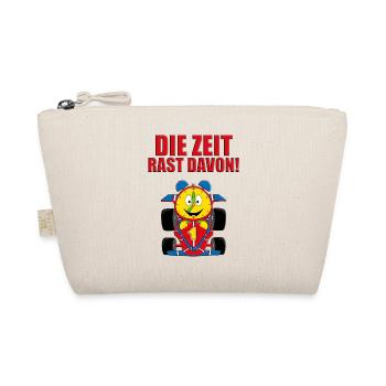 DIE ZEIT RAST DAVON! - AUTO - UHR - WECKER - Bio-Täschchen - Natur - Vorne