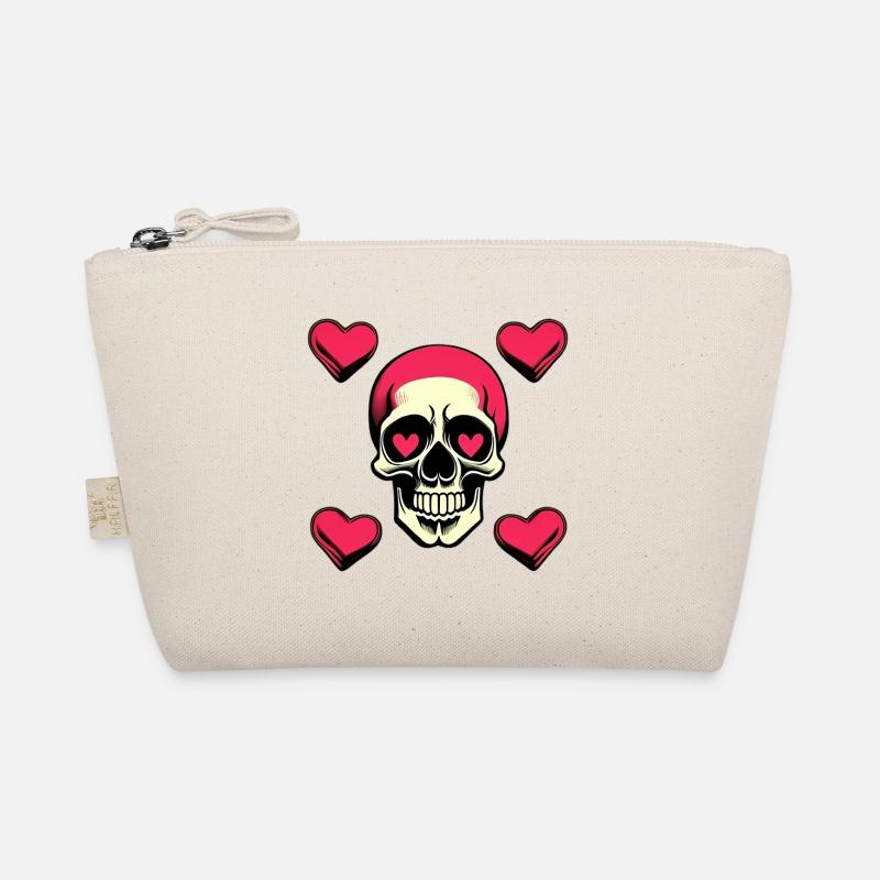 herz totenkopf - Bio-Täschchen - Natur