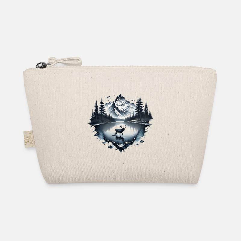 Mountain landscape with lake, forest and moose Organic Pouch
