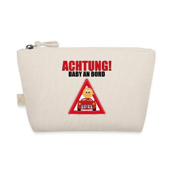 ACHTUNG! BABY AN BORD - AUTO - KIND - KINDER - Bio-Täschchen - Natur - Vorne