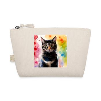 Katze vor Regenbogen - Bio-Täschchen - Natur - Vorne
