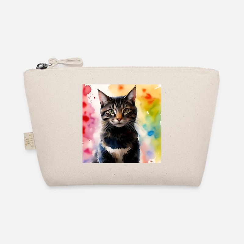Katze vor Regenbogen - Bio-Täschchen - Natur