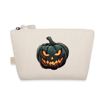 Lustiger Halloween Kürbis mit glühende Augen - Bio-Täschchen - Natur - Vorne