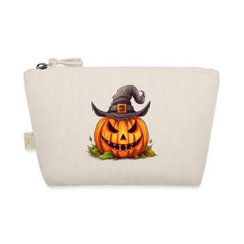 Smiling Halloween pumpkin with magic hat - Organic Pouch - nature - Front