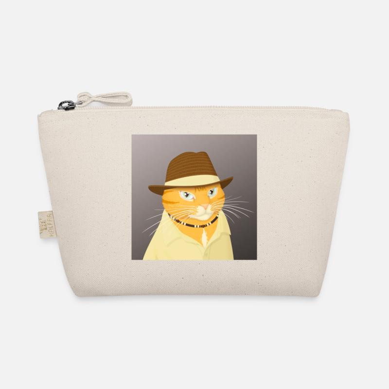 Sandy Shores - Orange tabby cat with straw hat Organic Pouch