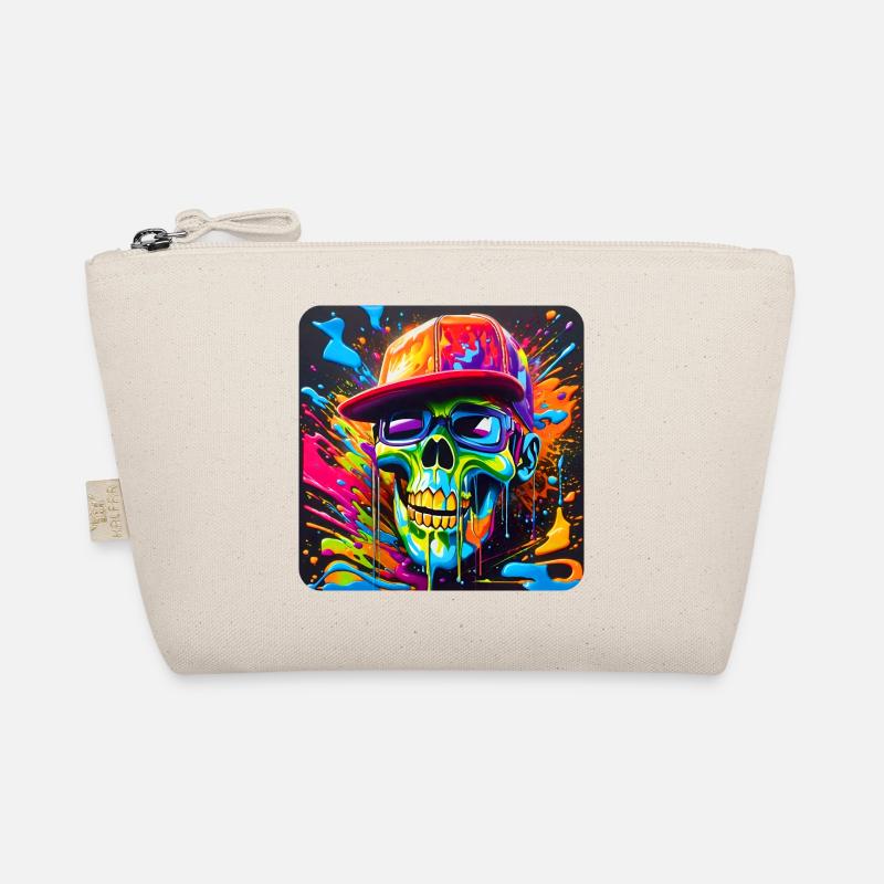 Cool skull with sunglasses in graffiti style Organic Pouch
