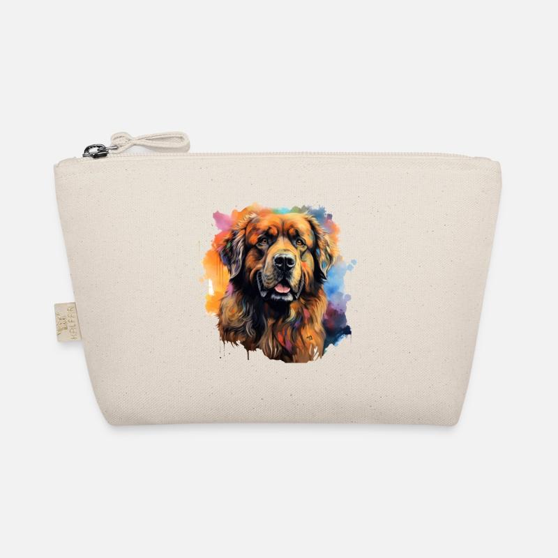 Leonberger Watercolor buntes Hundeportrait - Bio-Täschchen - Natur