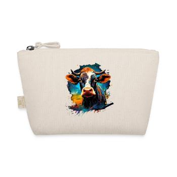 colorful cow cool pet portrait - Organic Pouch - nature - Front
