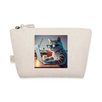 lustige Katze tippt Laptop - Bio-Täschchen - Natur - Vorne
